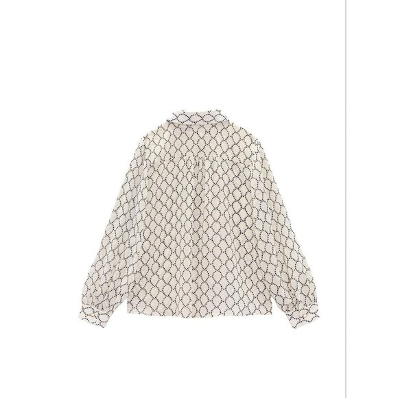 ZARA SATIN GEOMETRIC PRINT SHIRT ECRU / BLACK SIZE S |2599/722/064 - Picture 2 of 4